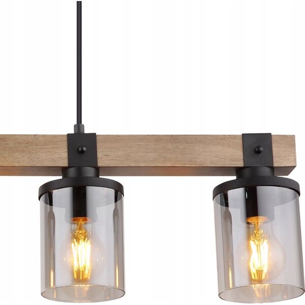 Lampa wisząca Globoeasterneurope Globo Lila 15555-4H lampa wisząca zwis 4x60W E27 drewno/czarna 13520608 9007371431724