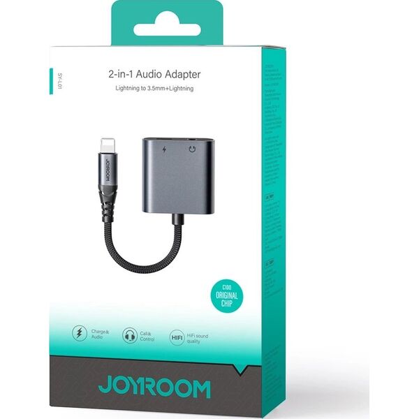 Joyroom Adapter DAC 2w1 Joyroom SY-L01 Lightning / Lightning, mini jack 3.5mm czarny 13532359 6956116773830