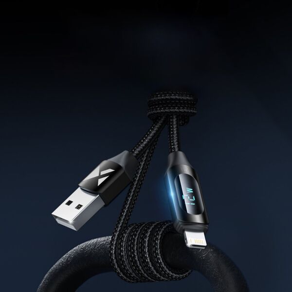 Wozinsky Kabel przewód do iPhone USB-A - Lightning z wyświetlaczem LED 2.4A 1m czarny Kabel przewód do iPhone USB-A - Lightning z wyświetlaczem LED 2.4A 1m czarny 13551505 5907769308451