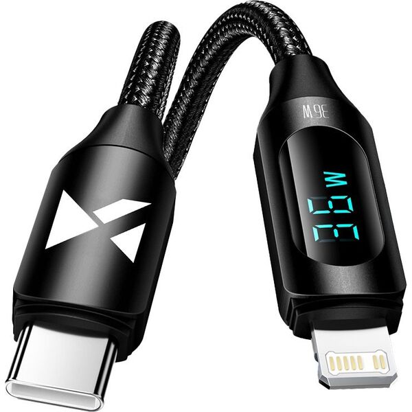 Wozinsky Kabel przewód do iPhone USB-C - Lightning z wyświetlaczem LED 36W 2m czarny Kabel przewód do iPhone USB-C - Lightning z wyświetlaczem LED 36W 2m czarny 13551509 5907769308482