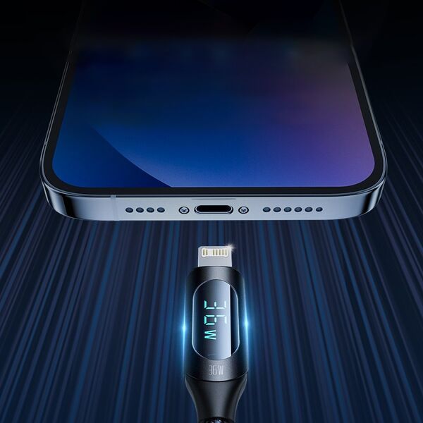 Wozinsky Kabel przewód do iPhone USB-C - Lightning z wyświetlaczem LED 36W 2m czarny Kabel przewód do iPhone USB-C - Lightning z wyświetlaczem LED 36W 2m czarny 13551509 5907769308482