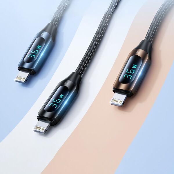 Wozinsky Kabel przewód do iPhone USB-C - Lightning z wyświetlaczem LED 36W 2m czarny Kabel przewód do iPhone USB-C - Lightning z wyświetlaczem LED 36W 2m czarny 13551509 5907769308482