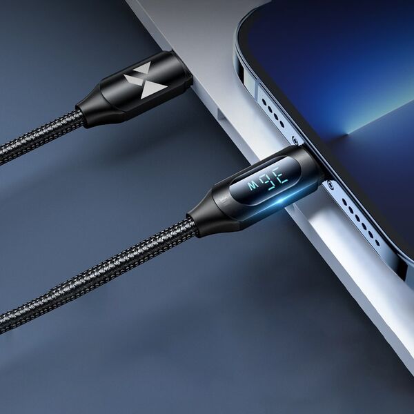 Wozinsky Kabel przewód do iPhone USB-C - Lightning z wyświetlaczem LED 36W 2m czarny Kabel przewód do iPhone USB-C - Lightning z wyświetlaczem LED 36W 2m czarny 13551509 5907769308482