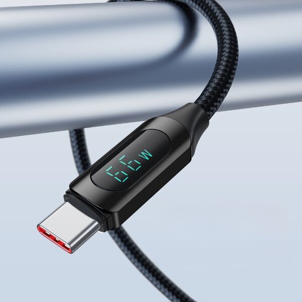 Wozinsky Kabel przewód USB-A - USB-C z wyświetlaczem LED 66W 6A 2m czarny Kabel przewód USB-A - USB-C z wyświetlaczem LED 66W 6A 2m czarny 13551510 5907769308420
