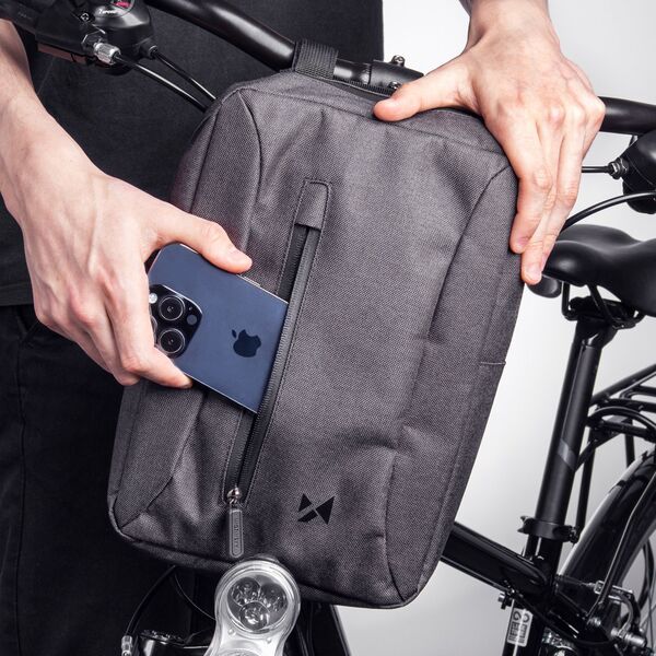 Wozinsky Sakwa torba rowerowa na tablet mocowana na kierownicę z paskiem na ramię szara Sakwa torba rowerowa na tablet mocowana na kierownicę z paskiem na ramię szara 13576594 5907769308642