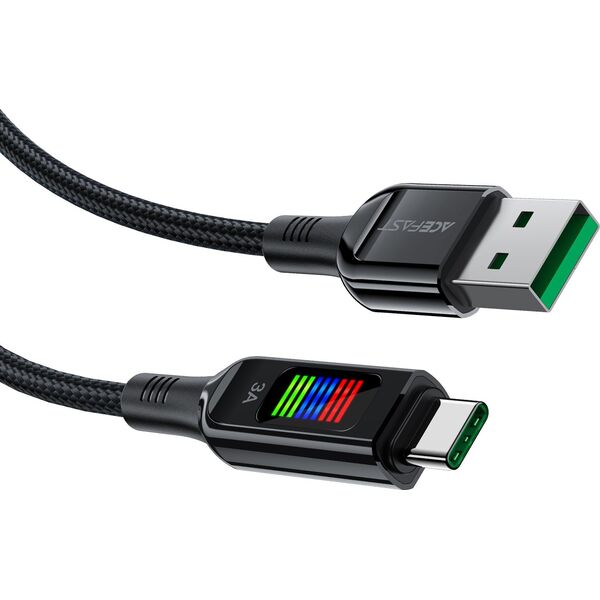 Acefast Kabel przewód USB-A - USB-C 60W z wyświetlaczem 1.2m czarny Kabel przewód USB-A - USB-C 60W z wyświetlaczem 1.2m czarny 13576597 6974316282785