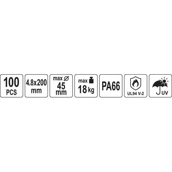 Yato YATO OPASKA PLASTIKOWA SAMOZACISKOWA CZARNA  4,8*200 /100szt 13581636 5906083105647