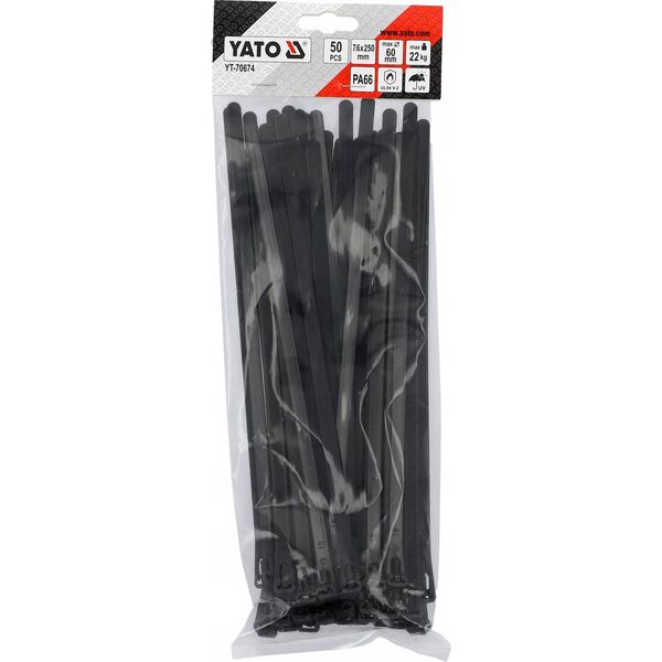 Yato YATO OPASKA PLASTIKOWA SAMOZACISKOWA CZARNA  7,6*250 /50szt 13581637 5906083105678
