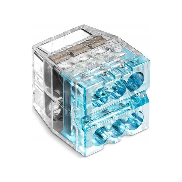 Simet Szybkozłączka wciskana do drutów 6x 0,75-4mm2 24A Simet Ideal SCP6 88000003S transparentna/niebieska 13581893 5907813235962