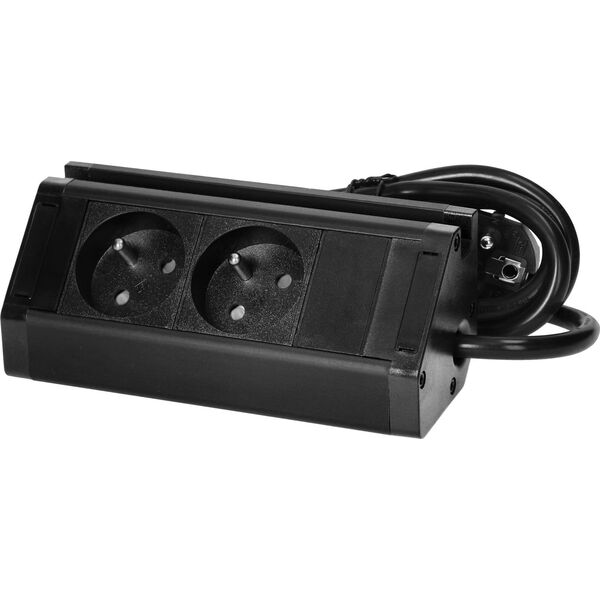 Orno Podwójne gniazdo Orno FS-12/B meblowe z uchwytem na telefon i przewodem 2x2P+Z czarne 13598526 5908254825569