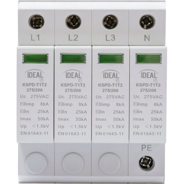 Kanlux Ogranicznik przepięć B+C Typ 1+2 3PN 25kA 1,5kV limp=8kA KSPD-T1T2 275/200 3PN Kanlux 36316 13599464 5905339363169