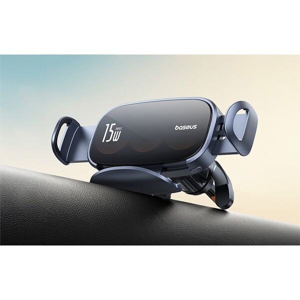 Baseus Uchwyt samochodowy do kratki z ładowarką indukcyjną Baseus LightChaser BS-CM029 15W czarny 13608278 6932172654306