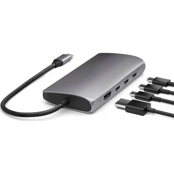 HUB USB Satechi Adapter Satechi USB-C Multiport 8K USB-C / USB-C, HDMI, 3xUSB-A 3.2 Gen 2 10Gbps, USB-A 3.2 Gen 1 5Gbps, SD/TF space gray 13609191 879961008178