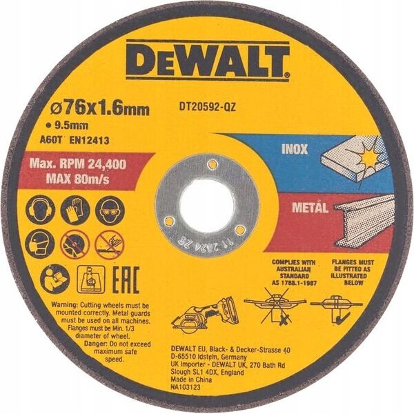 Dewalt DEWALT TARCZA METAL  76x1,6mm DO DCS438 13614143 5054905300920