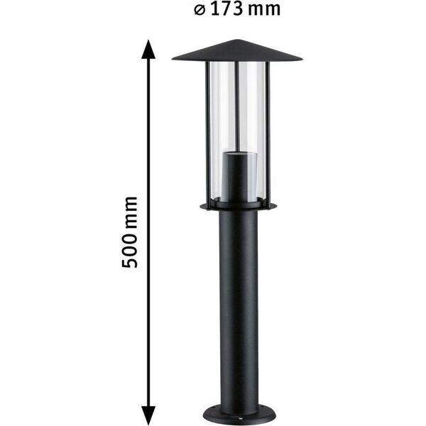 Paulmann Oprawa ogrodowa słupkowa CLASSIC LED E27 4.3W 420lm 500mm 2200K  IP44 230V czarny aluminium 13646075 4000870947371