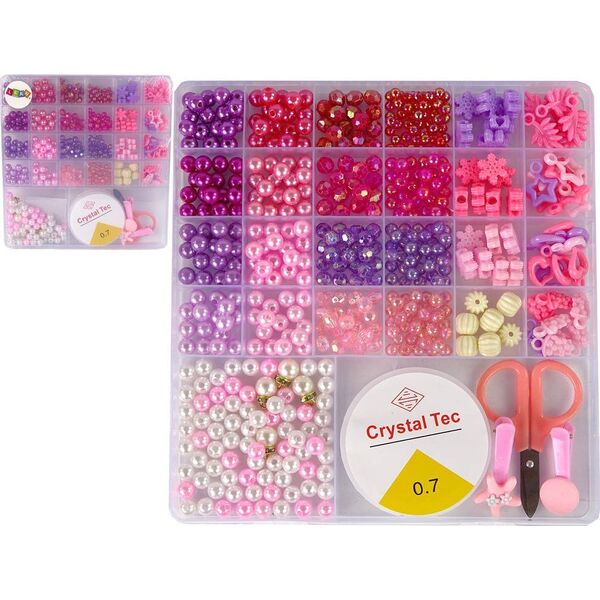 LeanToys Zestaw Koralików Do Robienia Biżuterii Różowe Zawieszki Spinki 13655754 5905323216976