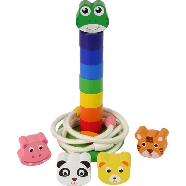 LeanToys Piramidka Drewniana Edukacyjna Układanka Sznurek Zwierzęta 13655768 5905323214460