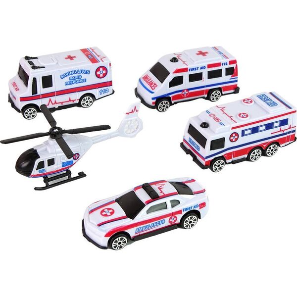 LeanToys Zestaw Autek Resoraki Pojazdy Straż Pożarna Ambulans 13655829 5905515353212