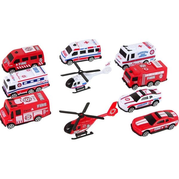 LeanToys Zestaw Autek Resoraki Pojazdy Straż Pożarna Ambulans 13655829 5905515353212