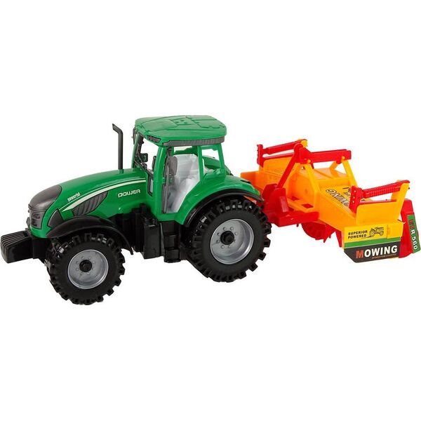 LeanToys Zielony Traktor z Pomarańczowym Kultywatorem Napęd dla Dzieci 13655830 5905515353076