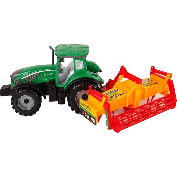 LeanToys Zielony Traktor z Pomarańczowym Kultywatorem Napęd dla Dzieci 13655830 5905515353076