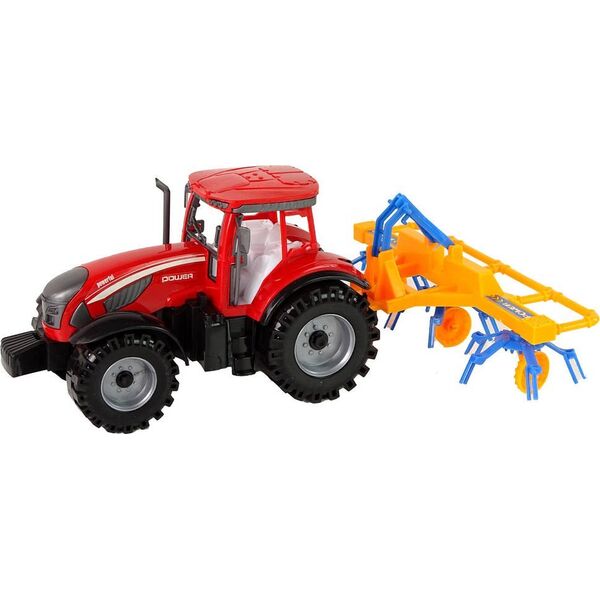 LeanToys Czerwony Ciągnik ze Zgrabiarką Napęd Frykcyjny 13655831 5905515353021