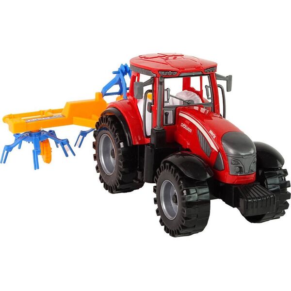 LeanToys Czerwony Ciągnik ze Zgrabiarką Napęd Frykcyjny 13655831 5905515353021