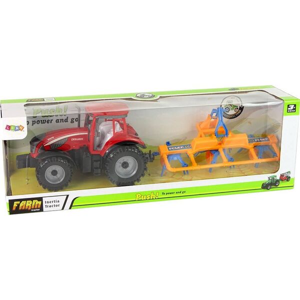 LeanToys Czerwony Ciągnik ze Zgrabiarką Napęd Frykcyjny 13655831 5905515353021