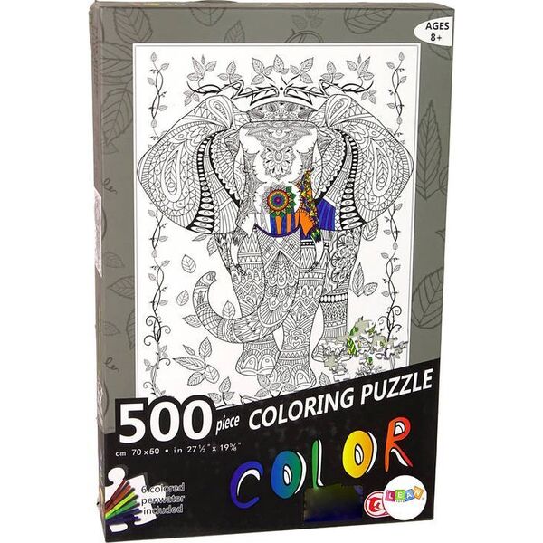 LeanToys Puzzle Do Kolorowania 500 Elementów Słoń 13655835 5905679070383