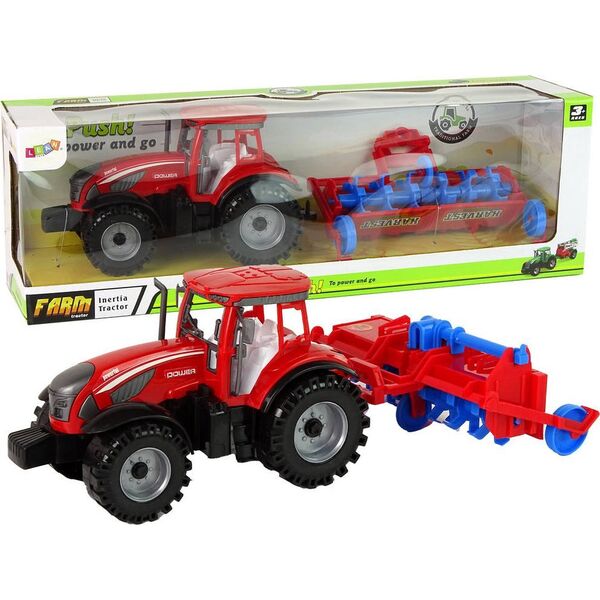 LeanToys Czerwony Ciągnik z Pługiem Napęd Frykcyjny 13655842 5905515353090
