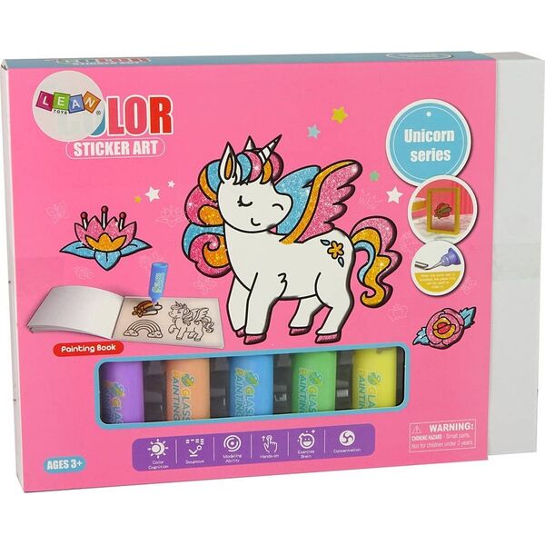 LeanToys Naklejki Na Okno Meble Jednorożec DIY 8 Kolorów Brokat 13655850 5905679072370