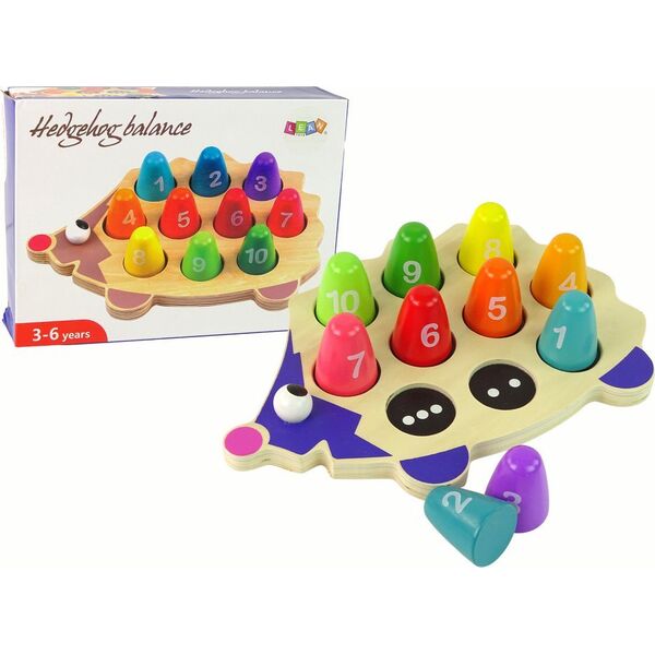 LeanToys Drewniany Jeż Edukacyjny 10 Pionków Kolorowy 13655870 5905679074107