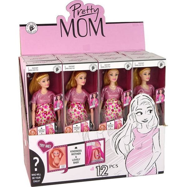 LeanToys Lalka Dla Dzieci W Ciąży Różowa Sukienka Kwiaty 13655872 5905679072547