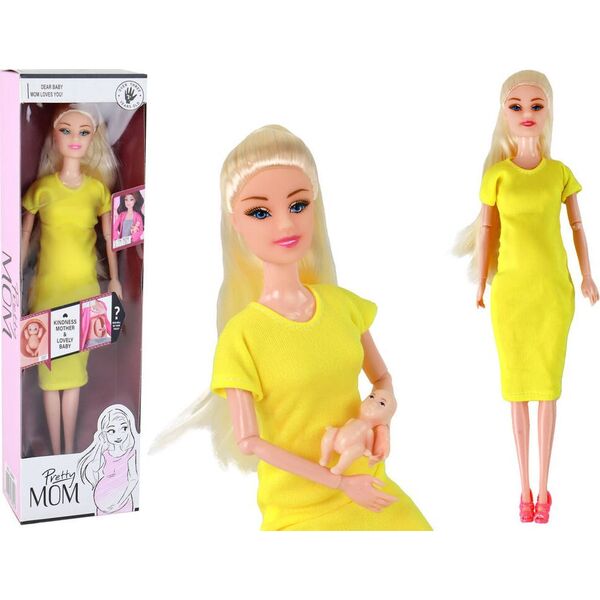 LeanToys Lalka W Ciąży Mama Dziecko Lala Żółta Ciąża 13655914 5905679072523