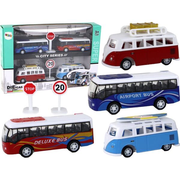 LeanToys Kampery Autobusy Z Napędem Frykcyjnym 1:87 4 Sztuki 13655916 5905679078570