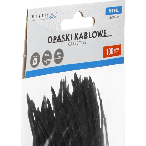 Montis Opaski zaciskowe Montis czarne 2,5x200mm MT141 /100szt 13672184 5901811407253