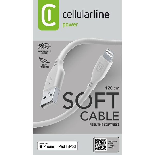 Kabel USB Cellular Line Lightning - USB-A 1.2 m Szary (USBDATASOFTMFID) 13673149 8018080430718