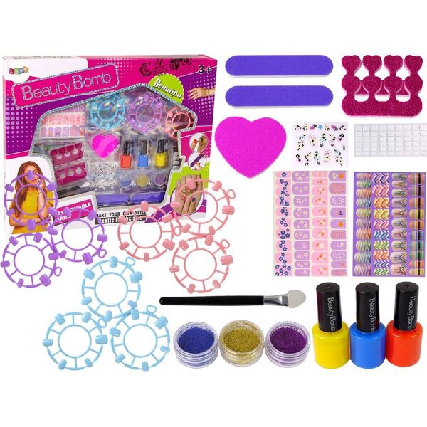 LeanToys Duży Zestaw Do Malowania Paznokci Lakiery Naklejki Separatory 13674437 5905214970307