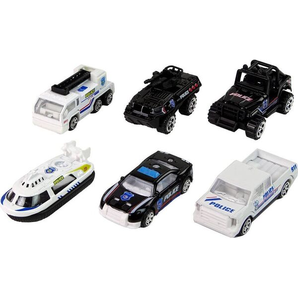 LeanToys Zestaw Pojazdów Auta Policja Resoraki 1:64 13674544 5905323213173