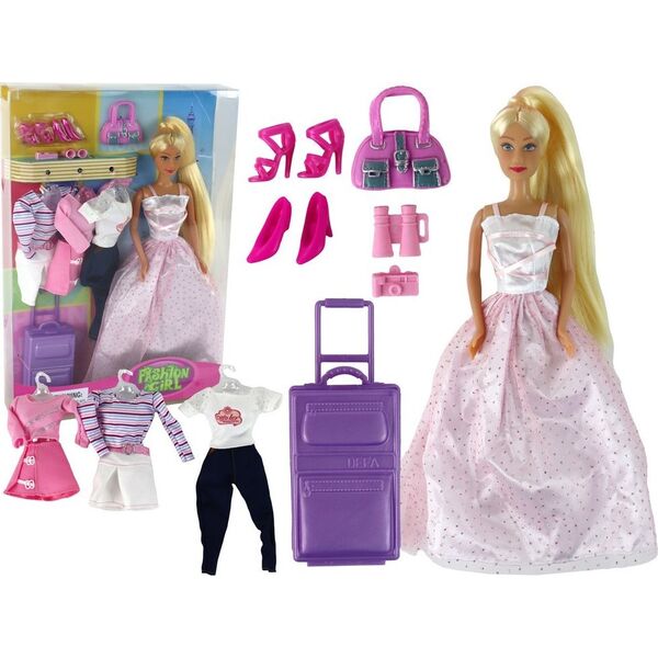 LeanToys Lalka Dla Dzieci Długie Włosy Walizka Ubrania 13674696 5905515352314