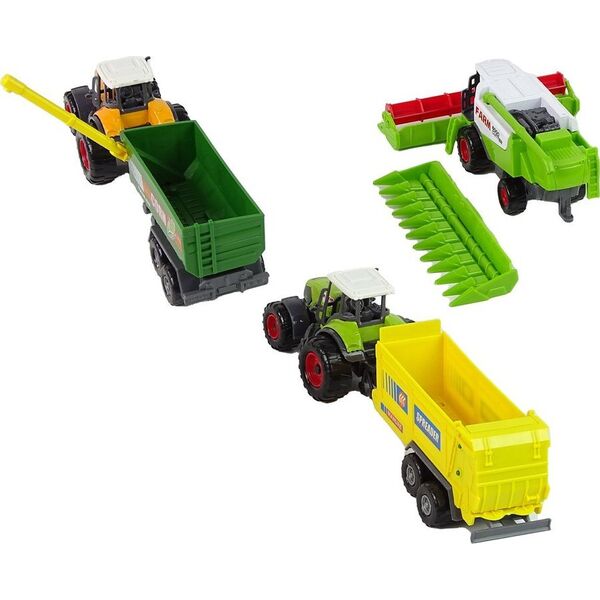 LeanToys Zestaw Maszyn Rolniczych Traktory z Przyczepami i Kombajn 13674734 5905515352970