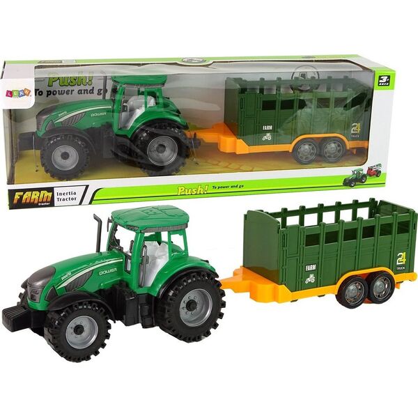 LeanToys Zielony Ciągnik Rolniczy Przyczepa Napęd Frykcyjny 13674737 5905515352987