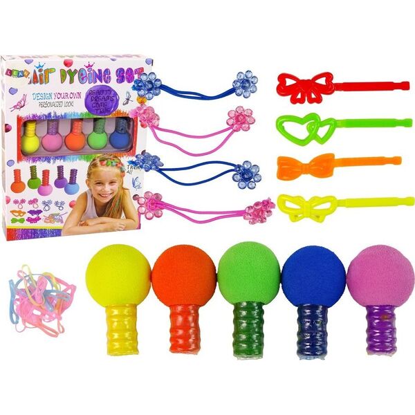 LeanToys Zestaw Do Farbowania Włosów Dla Dzieci 5 Farb Gumki 13674891 5905515358392