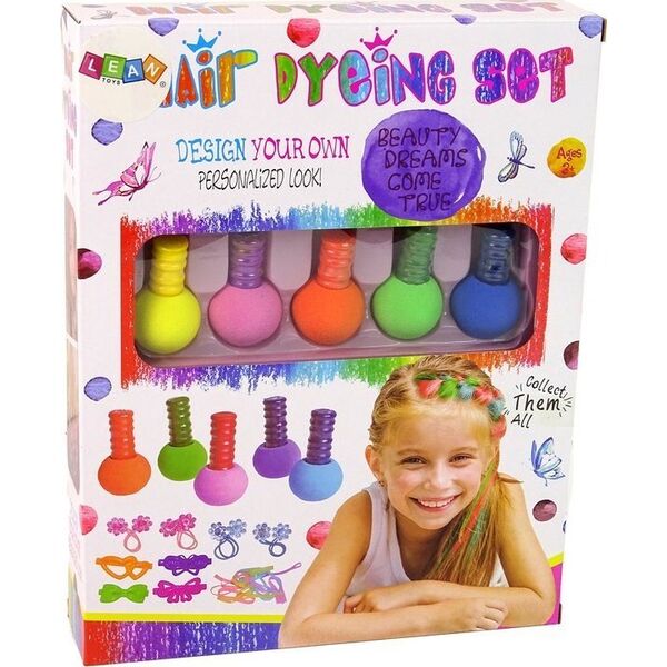 LeanToys Zestaw Do Farbowania Włosów Dla Dzieci 5 Farb Gumki 13674891 5905515358392