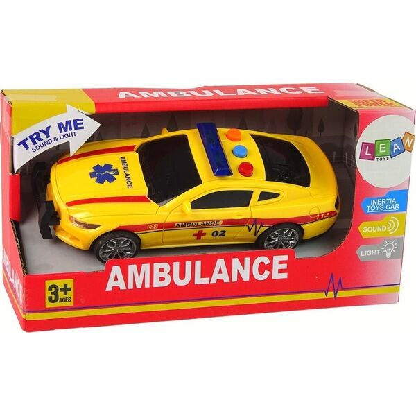 LeanToys Sportowe Auto Ambulans Światła Dźwięk Żółty Napęd 13674929 5905515359573