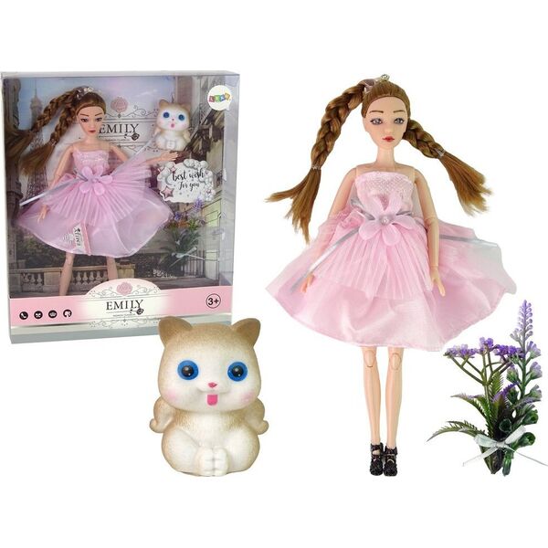 LeanToys Lalka Dla Dzieci Emily Warkocze Kot Kwiaty 13674947 5905515359993