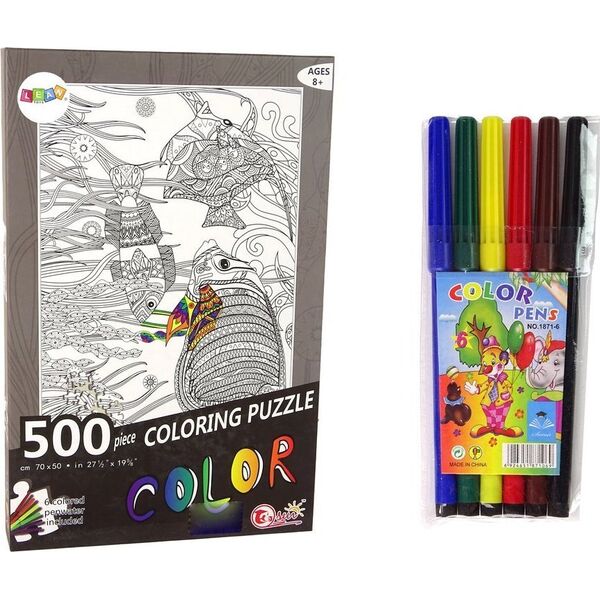 LeanToys Puzzle Do Kolorowania 500 Elementów Ryby Ocean 13674961 5905679070390