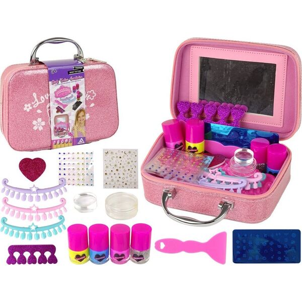 LeanToys Zestaw do Malowania Paznokci w Walizce Różowa Brokat 13674998 5905679071335