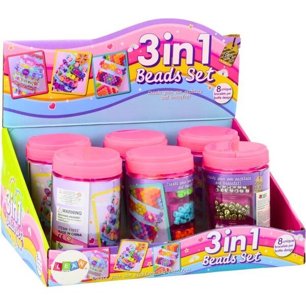 LeanToys Zestaw Koralików W Słoiku Do Tworzenia Biżuterii 3w1 13675137 5905679076217