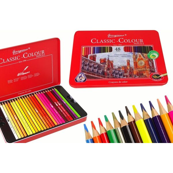 LeanToys Zestaw 48 Kredek Artystycznych Metalowy Pojemnik 13675144 5905679076637